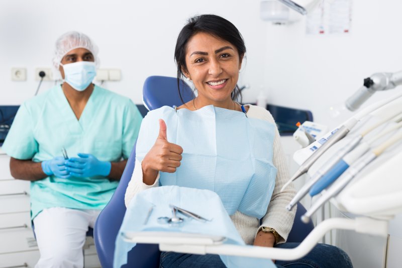 Patient smiling at their dental checkup